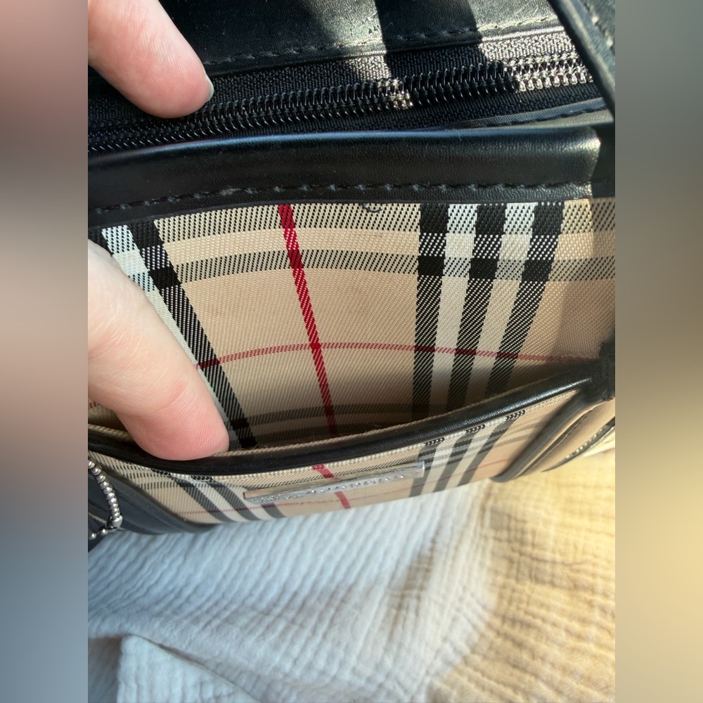 Burberry of London Vintage Nova Check Beige Black canvas Plaid Tote bag purse - Picture 12 of 14